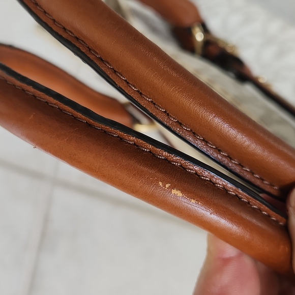 Michael Kors large brown and tan logo monogram tote fancy business shoulder bag - Picture 17 of 17